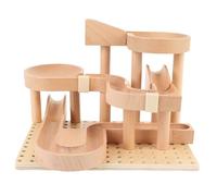 NIZUUONE Marble Run Construction Set Building Building Project Toy for Kids Stimule l'imagination et la créativité Développe Une Coordination œil-Main avec du Bois de Hêtre Durable pour Le Jeu de
