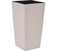 Nizza Groove Pot de Fleurs en Plastique avec Partie en Fibres de Bois et Insert Crème 35 x 35 x 68 cm