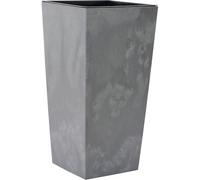 Nizza Stone Pot de Fleurs en Plastique avec Insert Gris Aspect béton 35 x 35 x 68 cm