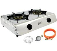 NJ-60 Inox Cuisinière à Gaz 2 Flame Réchaud de Camping 7,6 Kw Propane Turbo