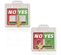 NJCXOLA 2 Pcs Social Battery, Broches éMailléEs Batterie Sociale, Mon Attitude Pin, Aiguilles D'Humeur Interactives, Insigne D'AnxiéTé Humeur Exprimant L'éPingleéMail