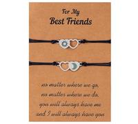 NJCXOLA 2 Pièces Bracelet d'amour, bracelet étoile et lune, bracelet d'amitié, ajustable, convient aux couples, aux petites amies, aux mères et aux filles, aux amis, aux cadeaux de la Saint-Valentin