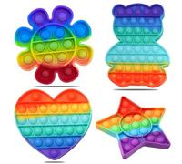 NJCXOLA 4 Packs Push and Pop Bubble Sensory Fidget Toy, Pop It Pop Fidget Toy Set, Jouets Sensoriels à Presser, Jouets Sensoriels à Presser, Silicone Anti-Stress Jouets de Soulagement de L'anxiété