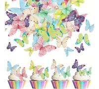 NJCXOLA 40 pièces Gâteau Topper de Papillon, Papillon Decoration, Cupcake Décoration, Collection de Figurines de Gâteau D'anniversaire, Décoration Gateau Anniversaire Fille