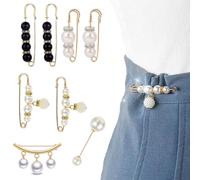 NJCXOLA 8 Pièces Perle Broche, Broche Élégante Fausses Perles Mode Broche de Perle Simulée Épingle Sécurité Clips pour Femmes Pull Col Châle Cardigan Echarpe