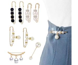 NJCXOLA 8 Pièces Perle Broche, Broche Élégante Fausses Perles Mode Broche de Perle Simulée Épingle Sécurité Clips pour Femmes Pull Col Châle Cardigan Echarpe