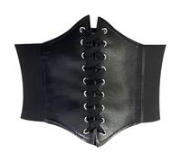 NJCXOLA Corset pour femme, taille noire, Costumes de Mardi Gras, ceinture à la taille, corset femme noir, large corset pirate noir, corset rétro en cuir pour femme, corset à lacets Catwoman