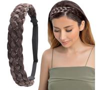 NJCXOLA Gros bandeau en cheveux synthétiques tressés à 5 mèches - élastique, classique, détendu