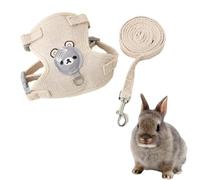 NJCXOLA Laisse pour Lapin Nain Accessoires, Harnais pour Lapin, Colliers Et Laisses pour Petits Animaux, RéGlable, Respirant, FüR Kaninchen, Katzen Und Andere Kleintiere(Beige, S)