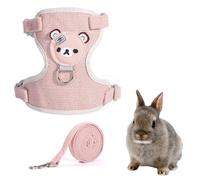 NJCXOLA Laisse pour Lapin Nain Accessoires, Harnais pour Lapin, Colliers Et Laisses pour Petits Animaux, RéGlable, Respirant, FüR Kaninchen, Katzen Und Andere Kleintiere(Rose, M)