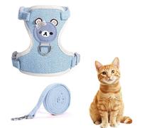 NJCXOLA Laisse pour Lapin Nain Accessoires, Harnais pour Lapin, Colliers Et Laisses pour Petits Animaux, RéGlable, Respirant, FüR Kaninchen, Katzen Und Andere Kleintiere(Bleu, M)