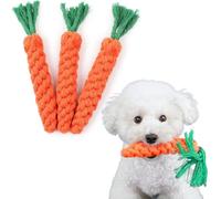 NJCXOLA Lot de 3 cordes tressées Kong carotte, jouets pour chiens, jouets à mâcher, nettoyage des dents pour chiens de petite à moyenne taille