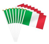 NJCXOLA Petit Drapeau Italie -20 Pcs Mini Drapeaux Italien avec Poteau Solide Blanc de 30cm pour Décoration Jardin Bar, Euro Football Match, Coupe du Monde, Célébration Fête Nationale
