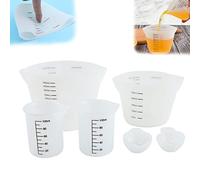NJDBBZIJS 6 Pcs Gobelet Doseur Antiadhésif Gradué Avec Précision En Résine Époxy Silicone Pour DIY, moule à bijoux artisanal, expérience (10/100/250/500 ml, translucide)