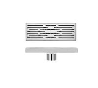 NJDQFA Acier Inoxydable Caniveau De Douche Grille,Siphon Douche Drainage Rapide,Bonde Douche avec Filtre À Cheveux,A:Brushed,8 * 20cm