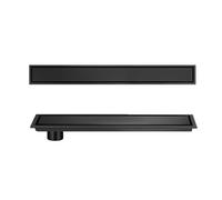 NJDQFA Bonde Douche Caniveau Linéaire Panneau 2 en 1,Caniveau De Douche Nettoyage Rapide,Caniveau Douche INOX Rénovation Salle De Bain 20-120CM,Noir,10 * 50cm