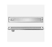 NJDQFA Caniveau Douche Italienne avec Filtre À Cheveux,Caniveau De Douche en Acier Inoxydable,Siphon Douche Italienn avec Couvercle De Amovible,A Brushed,10 * 60cm