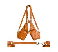 NJDQFA Holster Epaule À Double Poche,Poitrine Antivol,Sac Holster en Cuir,Harnais Épaule Réglable,Fermeture À Pression,Poches Multiples,Sac Bandoulière Homme,pour Papa Petit Ami Femme,Brown b