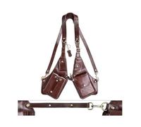 NJDQFA Holster Epaule À Double Poche,Poitrine Antivol,Sac Holster en Cuir,Harnais Épaule Réglable,Fermeture À Pression,Poches Multiples,Sac Bandoulière Homme,pour Papa Petit Ami Femme,Brown a