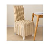 NJDQFA Housse Chaise Salle A Manger Élastique 2 Pièces,Housse De Chaise avec Volant Amovible Lavable,Texture Gaufrée,Tissu Doux Respirant,Ne Se Déforme Pas,Beige,2 PCS