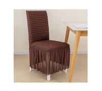 NJDQFA Housse Chaise Salle A Manger Élastique 2 Pièces,Housse De Chaise avec Volant Amovible Lavable,Texture Gaufrée,Tissu Doux Respirant,Ne Se Déforme Pas,Marron,2 PCS