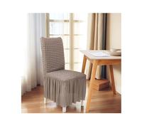 NJDQFA Housse De Chaise Salle A Manger Élastique 1/2/4/6 Pièces,Texture Gaufrée,Housse Chaise avec Volant Amovible Lavable,Ne Se Déforme Pas,Tissu Doux Respirant,Kaki,4 PCS