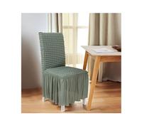 NJDQFA Housse De Chaise Salle A Manger Élastique 1/2/4/6 Pièces,Texture Gaufrée,Housse Chaise avec Volant Amovible Lavable,Ne Se Déforme Pas,Tissu Doux Respirant,A Green,2 PCS