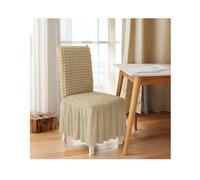 NJDQFA Housse De Chaise Salle A Manger Élastique 1/2/4/6 Pièces,Texture Gaufrée,Housse Chaise avec Volant Amovible Lavable,Ne Se Déforme Pas,Tissu Doux Respirant,Beige,4 PCS