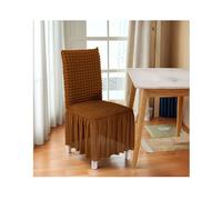 NJDQFA Housse De Chaise Salle A Manger Élastique 1/2/4/6 Pièces,Texture Gaufrée,Housse Chaise avec Volant Amovible Lavable,Ne Se Déforme Pas,Tissu Doux Respirant,Light Brown,2 PCS