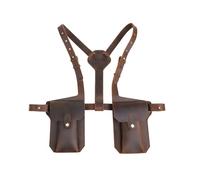 NJDQFA Poitrine Antivol,Sac Holster en Cuir,Harnais Épaule Réglable,Fermeture À Pression,Holster Epaule À Double Poche,Poches Multiples,Sac Bandoulière Homme,pour Papa Petit Ami Femme,Brown a