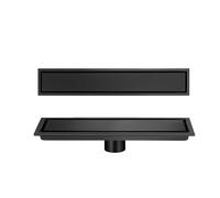 NJDQFA Rectangle Bonde Douche,Siphon De Sol avec Filtre À Cheveux,Réglable Le 2En1 Carreler Caniveau,Drainage Intermédiaire,Noir,10 * 40cm