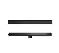 NJDQFA Rectangle Bonde Douche,Siphon De Sol avec Filtre À Cheveux,Réglable Le 2En1 Carreler Caniveau,Drainage Intermédiaire,Noir,10 * 60cm