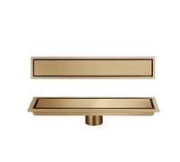 NJDQFA Rectangle Bonde Douche,Siphon De Sol avec Filtre À Cheveux,Réglable Le 2En1 Carreler Caniveau,Drainage Intermédiaire,d'or,10 * 30cm