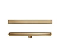 NJDQFA Rectangle Bonde Douche,Siphon De Sol avec Filtre À Cheveux,Réglable Le 2En1 Carreler Caniveau,Drainage Intermédiaire,d'or,10 * 60cm