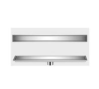 NJDQFA Rectangle Bonde Douche,Siphon De Sol avec Filtre À Cheveux,Réglable Le 2En1 Carreler Caniveau,Drainage Intermédiaire,Argent,10 * 50cm