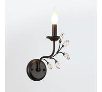 NJFTVEEFI Crystal Wall Sconce Modern Wall Light, Matt Black Finish Wall Lamp Indoor Wall Lighting Fixture, E14 Bedroom Bedside Lamps Living Room Home Decor Wall Mounted Lamps(E)