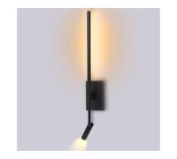 NJFTVEEFI Double Head LED Wall Light - Adjustable Reading Light Wall Sconce, Warm White Bedside Wall Lamp with Rocker Switch, 350° Rotation(Black)