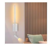 NJFTVEEFI Double Head LED Wall Light - Adjustable Reading Light Wall Sconce, Warm White Bedside Wall Lamp with Rocker Switch, 350° Rotation(White)