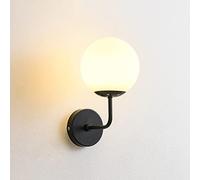 NJFTVEEFI Glass Wall Mount Light Globe Sconce Modern Mid Century Wall Lamp, Living Room Bedroom Bedside Farmhouse Lighting Fixture Indoor Wall Sconces, E27 Headboard Lamps