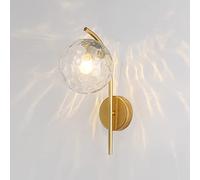 NJFTVEEFI Globe Glass Wall Light Modern Wall Sconce Indoor Hardwired Wall Lamp, Modern Wall Mount Lighting Fixture E27 Headboard Lamps for Living Room Bedroom Bedside Hallway(Gold)