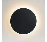 NJFTVEEFI LED Round Wall Sconce Touch Control Wall Lamp Nordic Wall Light with Switch, Minimalist Moon Sconces Wall Lighting Fixture for Living Room Bedroom Hallway Home Decor(Black,Dia30cm)