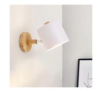 NJFTVEEFI Modern Wood and Metal Wall Sconce - Adjustable Bedside Reading Light - Swivel Wall Lamp - Minimalist Design for Bedroom Living Room(White)