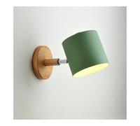 NJFTVEEFI Modern Wood and Metal Wall Sconce - Adjustable Bedside Reading Light - Swivel Wall Lamp - Minimalist Design for Bedroom Living Room(Green)