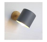 NJFTVEEFI Modern Wood and Metal Wall Sconce - Adjustable Bedside Reading Light - Swivel Wall Lamp - Minimalist Design for Bedroom Living Room(Natural Grey)