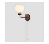 NJFTVEEFI Retro Farmhouse Industrial Wall Sconce Vintage Wood Base Clear Glass Shade Wall Mounted Light with Pull Chain Hardwired G9 Lamp for Bedroom Living Room Entryway Dining Room Lighting(A)