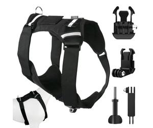 Njidher Harnais pour Caméra De Chien - Ajustable avec Base De Montage,Harnais pour Chien Action Caméra avec Attache,pour Marche Extérieur Dressage Voyage Quotidien Aventure Sports Photo