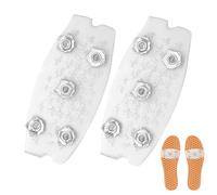 Njidher Lot de 2 paires de crampons antidérapants pour chaussures avec 5 crampons antidérapants pour chaussures et bottes griffes à glace pour la marche, la randonnée, l'escalade, la pêche, la marche
