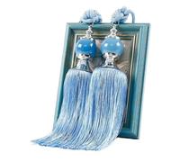 NJIEzhao 1 Pair Curtain Tie Backs with Tassel Traditional Tieback Decorative Accessories Embrasses en Corde pour Rideaux(Light Blue)