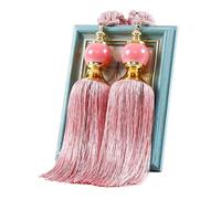NJIEzhao 1 Pair Curtain Tie Backs with Tassel Traditional Tieback Decorative Accessories Embrasses en Corde pour Rideaux(Deep Pink)