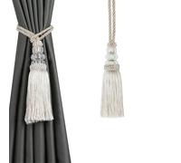 NJIEzhao 1PC Curtain Tassel Tieback Holder Tiebacks with Plastic Ball Accessory Rope Decorative Embrasses en Corde pour Rideaux(Beige)